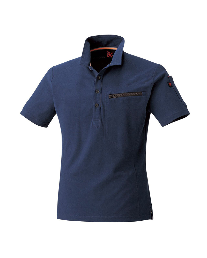 Seed Stitch Short Sleeve Polo - Navy