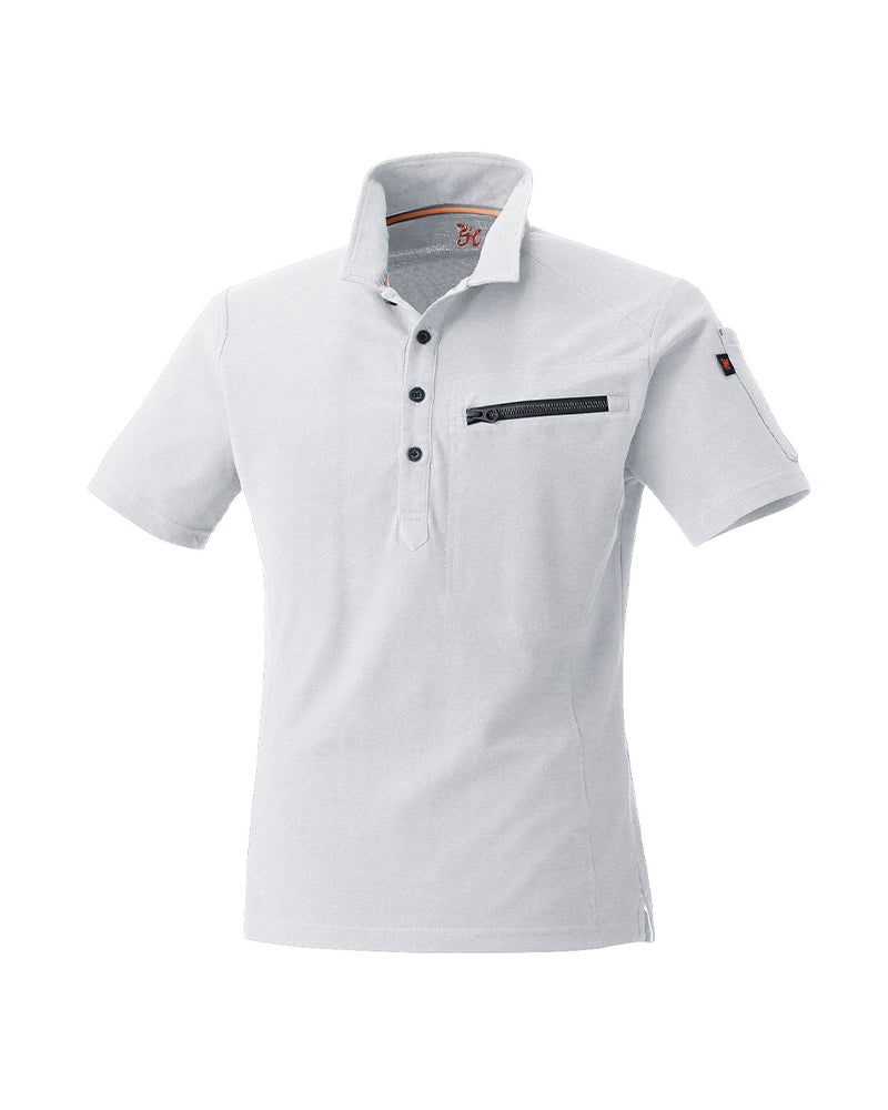 Seed Stitch Short Sleeve Polo - White