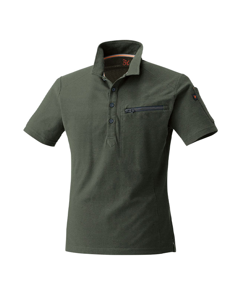 Seed Stitch Short Sleeve Polo - Khaki