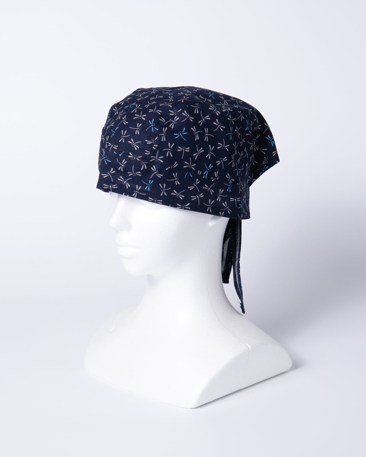 Cotton Bandana Cap - Dragonfly Pattern - Navy