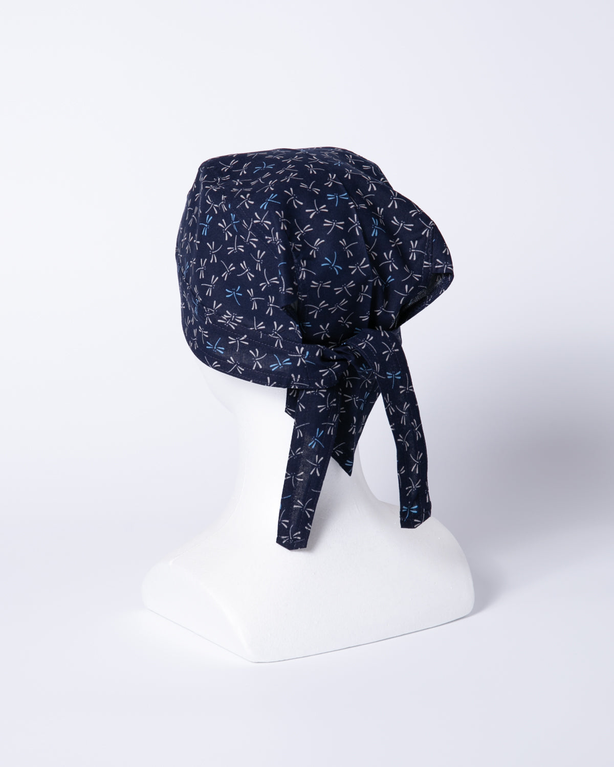 Cotton Bandana Cap - Dragonfly Pattern - Navy